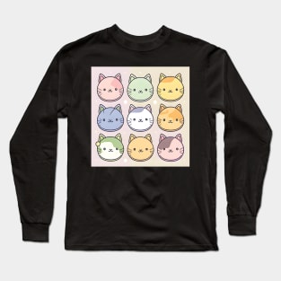 Face Of The Cats Cute Cat Lover Long Sleeve T-Shirt